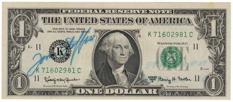 Lot 232 Tom Stafford Signed $1 Dollar Bill