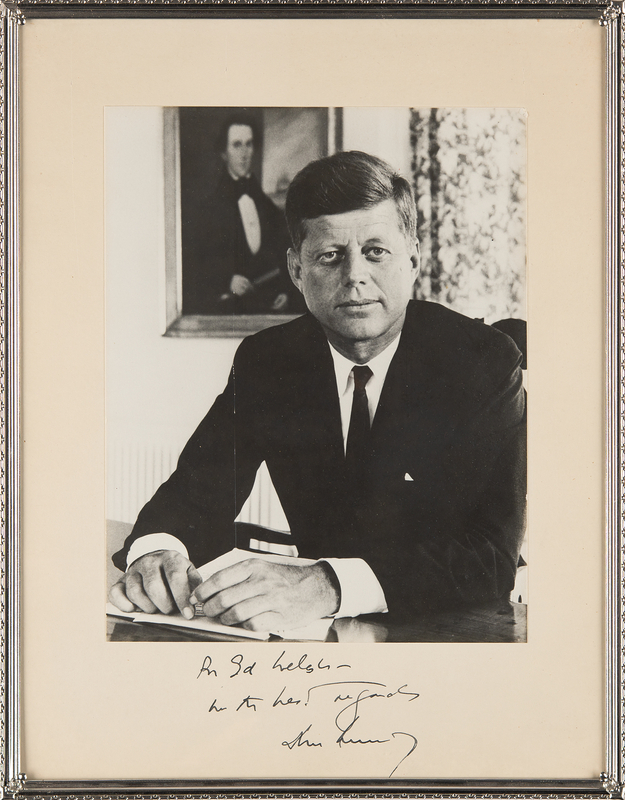 Lot 11 John F. Kennedy Oversized Signed Photograph, Presented to the Executive Secretary of the National Aeronautics and Space Council
