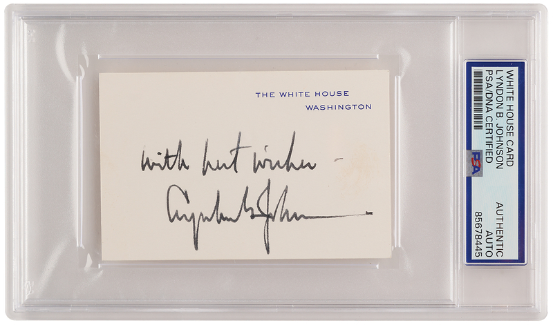Lot 13 Lyndon B. Johnson Signed White House Card