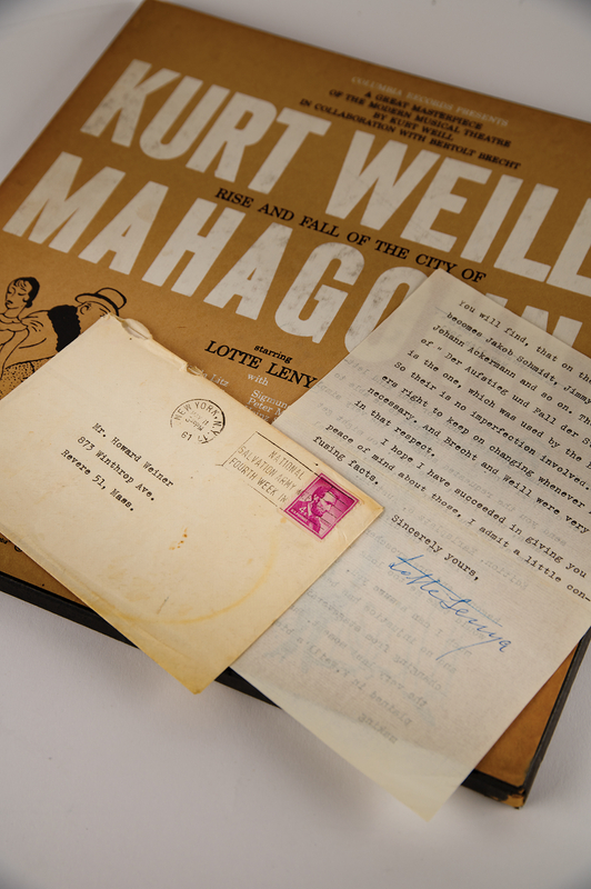 Lot 601 Lotte Lenya Typed Letter Signed on Mahagonny: 