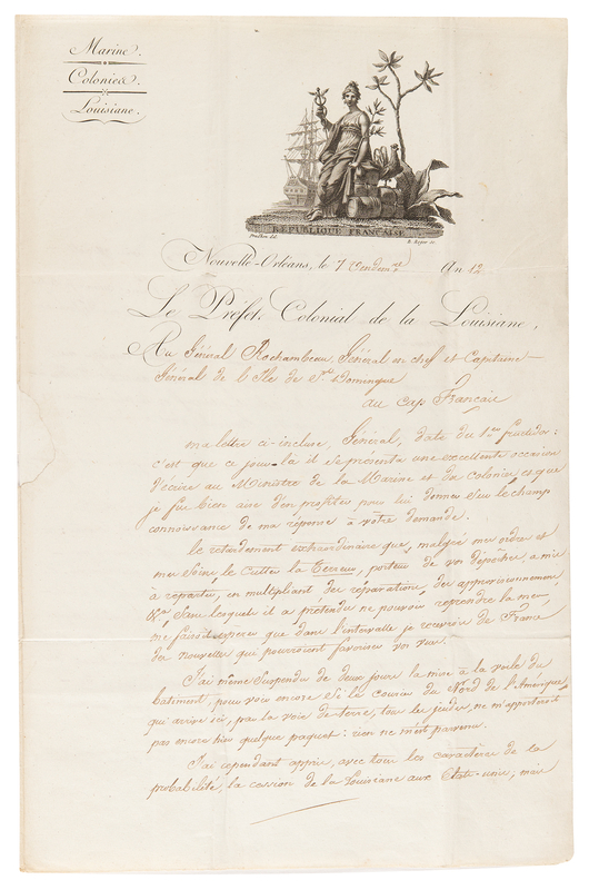 Lot 172 Napoleon: Pierre-Clément de Laussat Letter Signed on the Louisana Purchase: 