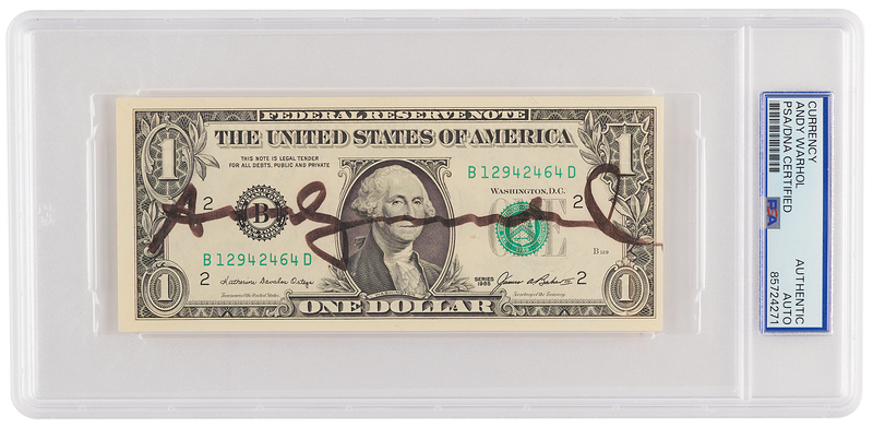 Lot 291 Andy Warhol Signed $1 Dollar Bill