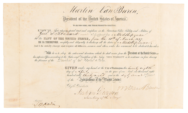 Lot 77 Martin Van Buren Document Signed as President