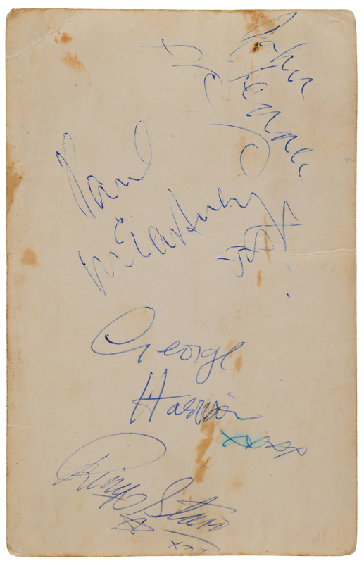 Lot 413 Beatles Signed Rare NEMS Enterprises Promotional Card (1962)