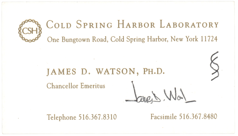 Lot 134 James D. Watson Signed Business Card with DNA Sketch