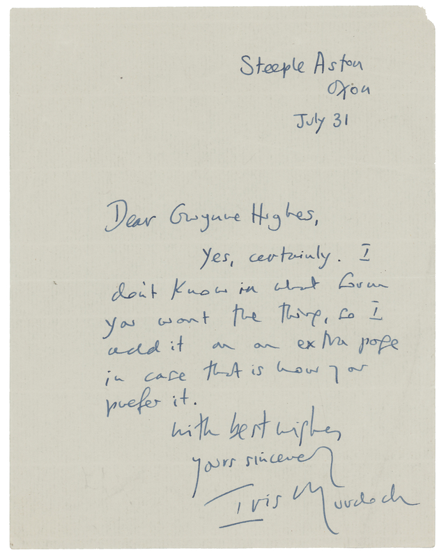 Lot 381 Iris Murdoch Autograph Letter Signed