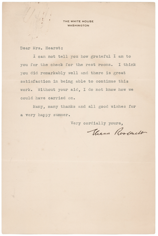 Lot 68 Eleanor Roosevelt Typed Letter Signed to Mrs. William Randolph Hearst