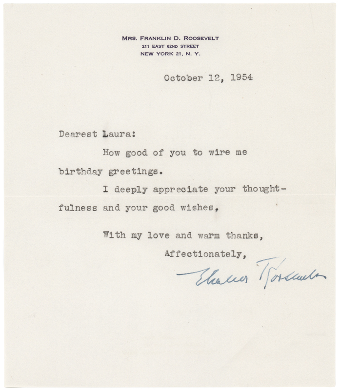 Lot 69 Eleanor Roosevelt Typed Letter Signed