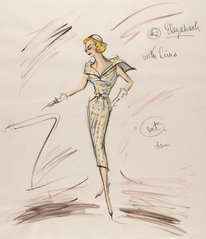 Lot 582 Edith Head Original Costume Sketch for Martha Hyer in Sabrina