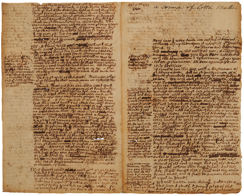 Lot 93 Cotton Mather Handwritten Sermon: 