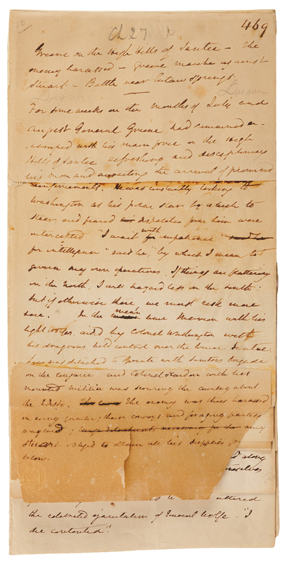 Lot 344 Washington Irving Handwritten Manuscript Chapter from His Biography of George Washington