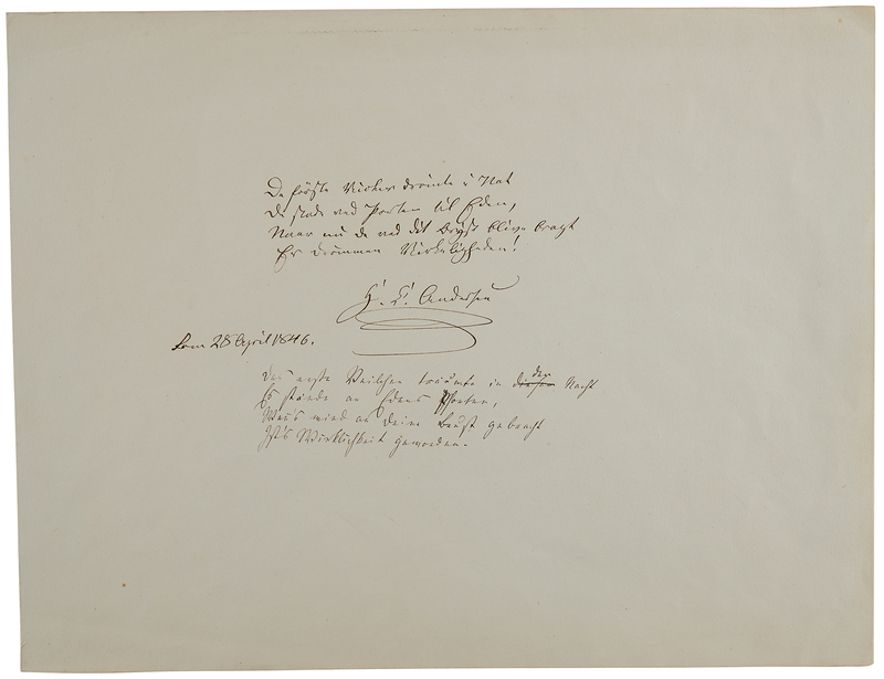 Lot 325 Hans Christian Andersen Autograph Quotation Signed from 'A Bouquet of Violets'