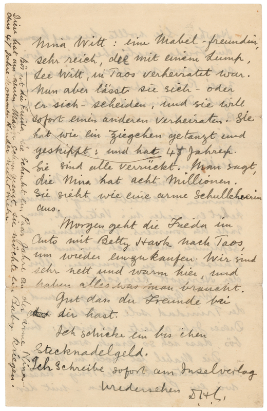 Lot 378 D. H. Lawrence Partial Autograph Letter Signed to His Mother-in-Law