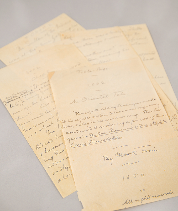 Lot 330 Samuel Clemens Partial Autograph Manuscript Signed for '1,002nd Arabian Night,' completed during the same summer as Huckleberry Finn