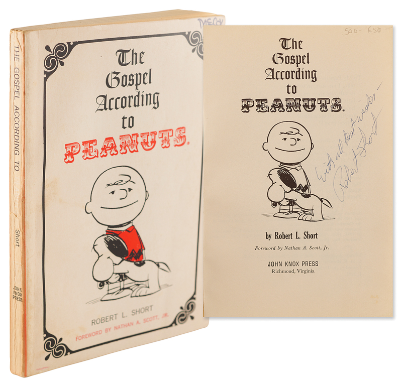 Lot 316 Charles Schulz Signed Sketch of Snoopy in Book - The Gospel According to Peanuts