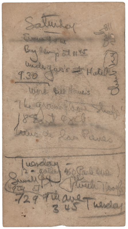 Lot 370 Ernest Hemingway Handwritten To-Do List