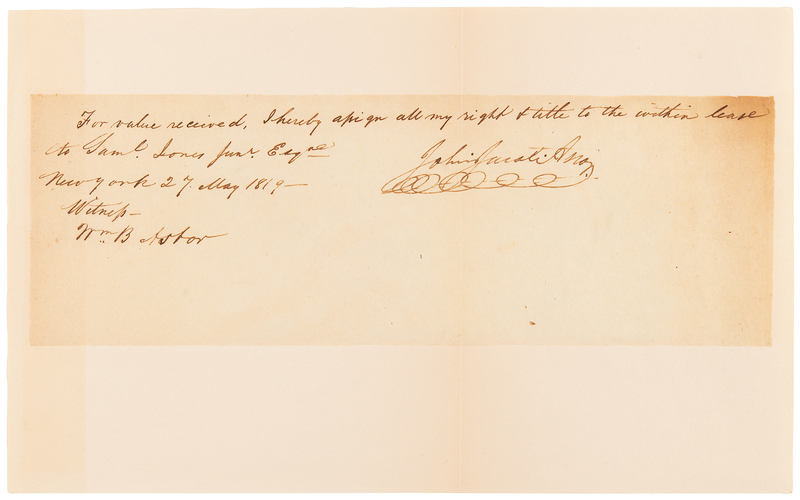 Lot 100 John Jacob Astor Autograph Document Signed