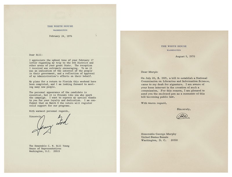 Lot 56 Richard Nixon and Gerald Ford (2) Typed Letters Signed as President