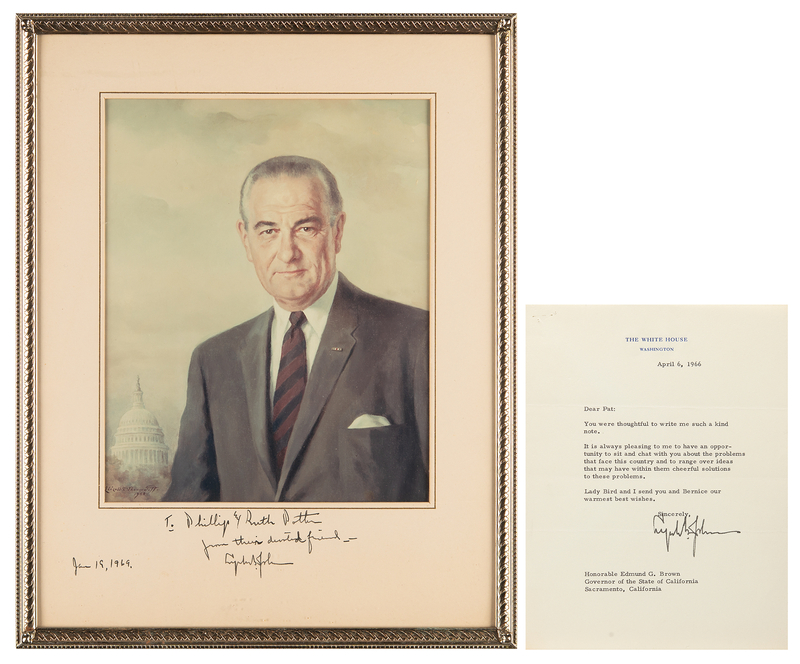 Lot 48 Lyndon B. Johnson (2) Signed Items as President - Typed Letter and Portrait Photograph
