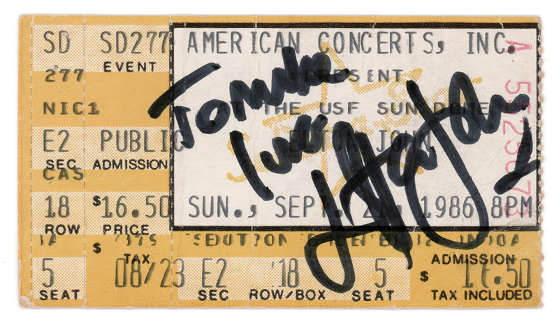Lot 475 Elton John Signed Ticket Stub