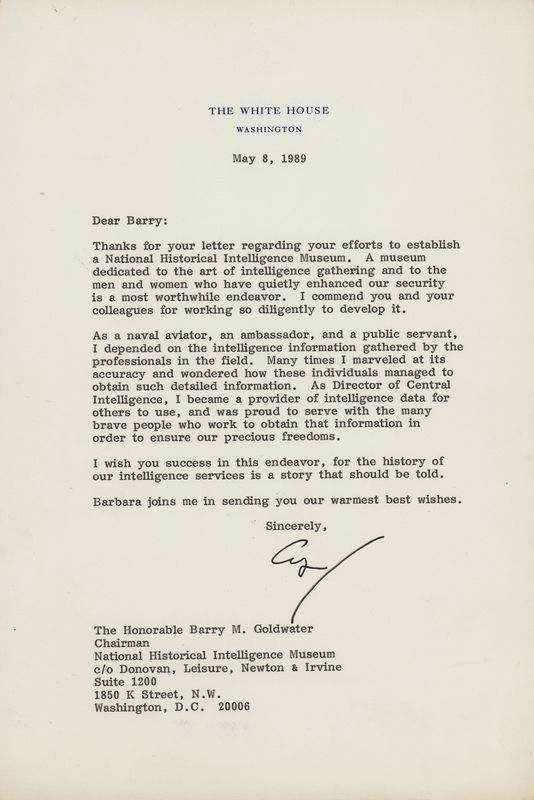 Lot 22 George Bush Typed Letter Signed as President to Barry Goldwater