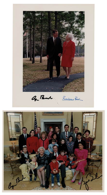 Lot 25 George, Barbara, and George W. Bush (2) Signed Photographs