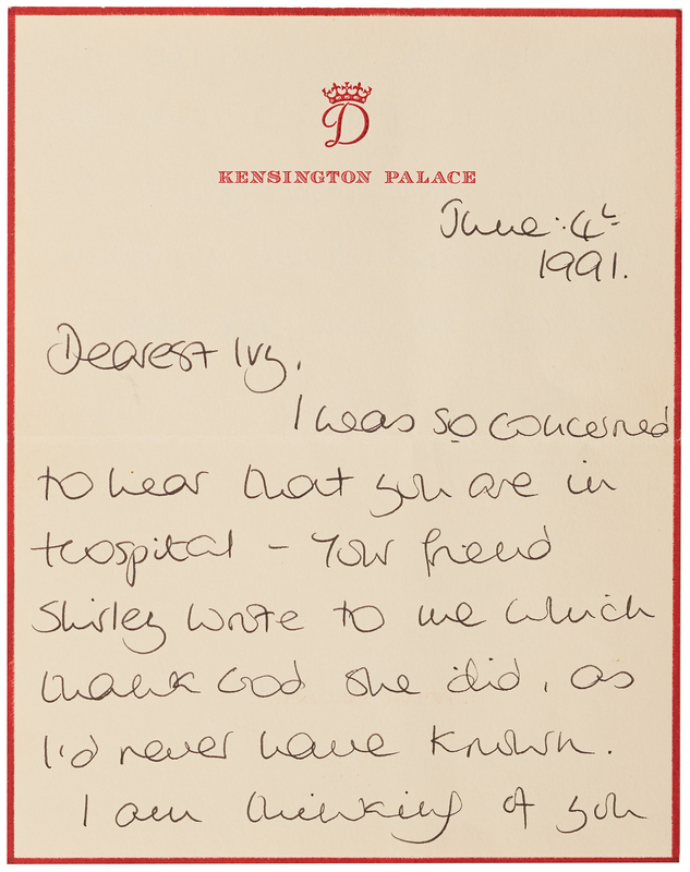 Lot 90 Princess Diana Autograph Letter Signed