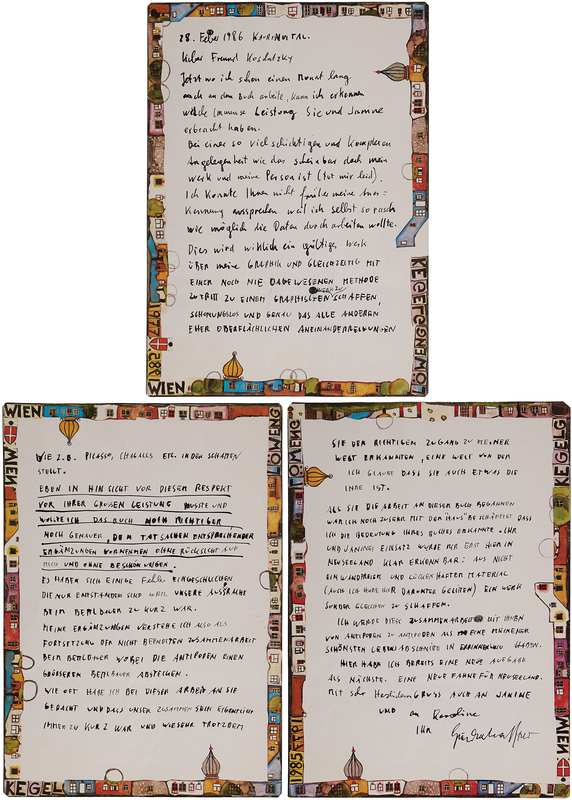 Lot 277 Friedensreich Hundertwasser Autograph Letter Signed to His Editors: 