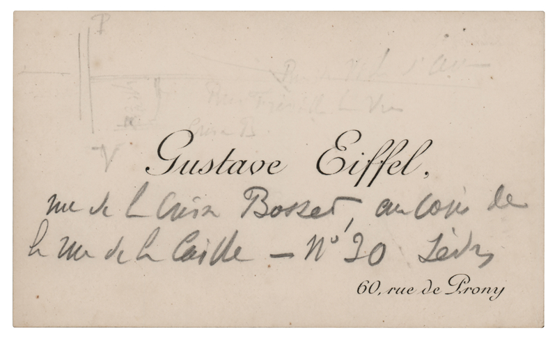 Lot 269 Gustave Eiffel Hand-Annotated Calling Card
