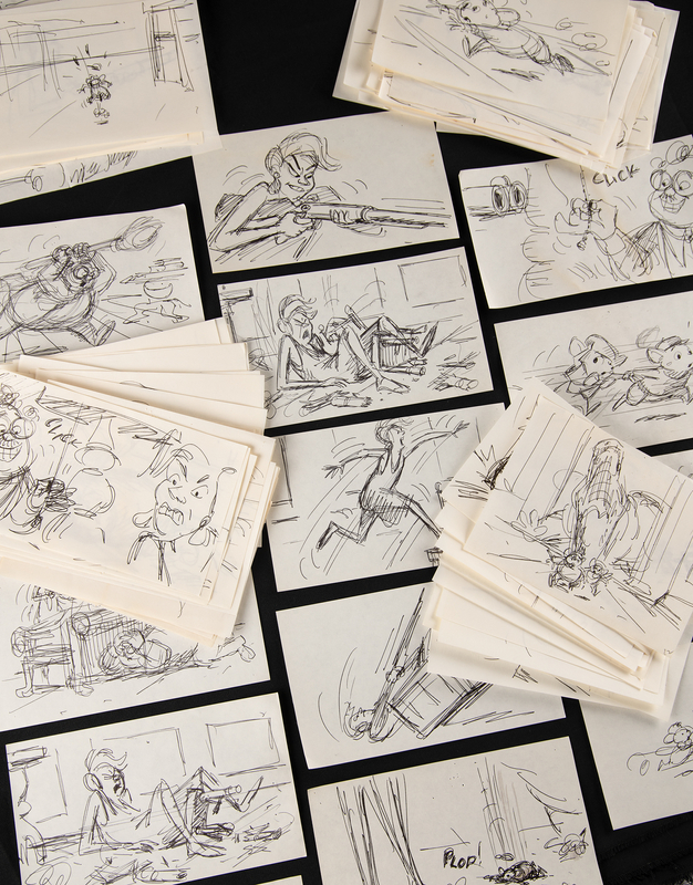 Lot 300 Bernard, Miss Bianca, Madame Medusa, Mr. Snoops, and Brutus and Nero collection of (113) preliminary storyboard drawings from The Rescuers