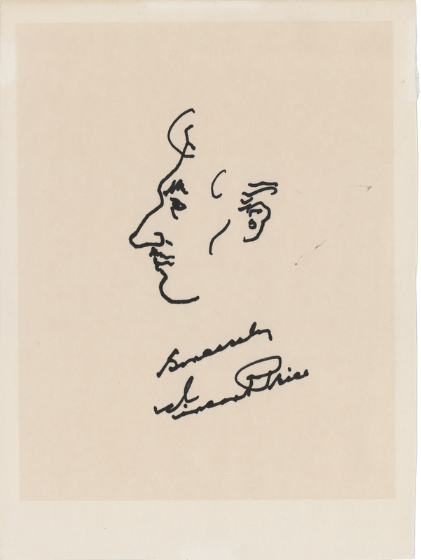 Lot 620 Vincent Price Signed Self-Portrait Sketch