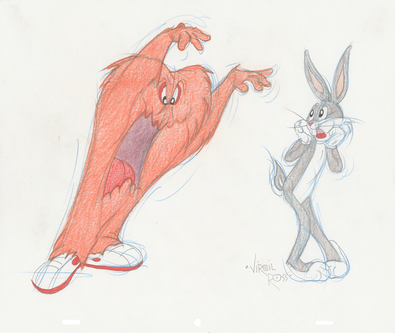 Lot 313 Bugs Bunny and Gossamer Original Drawing by Virgil Ross