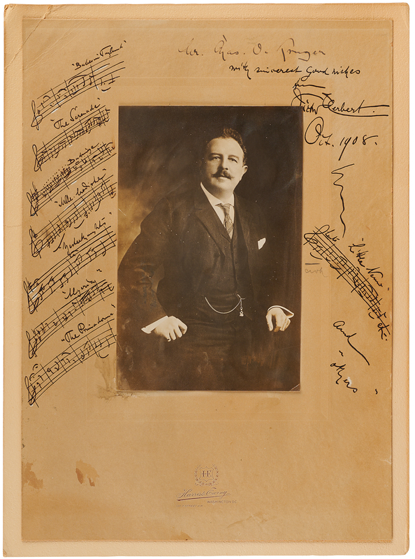Lot 438 Victor Herbert Oversized Signed Photograph with Autograph Musical Quotations
