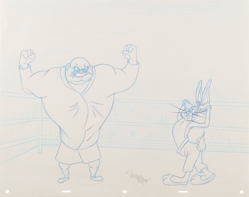 Lot 314 Bugs Bunny and The Crusher Original Drawing by Virgil Ross