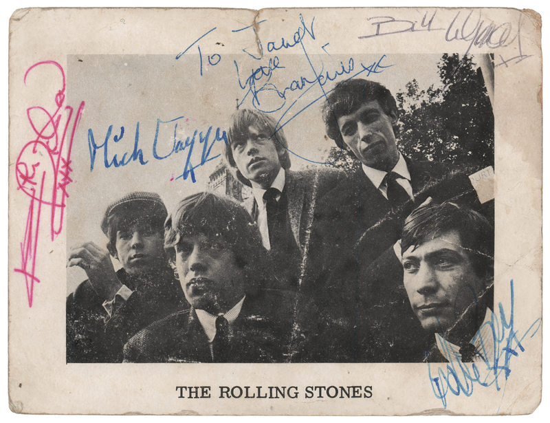 Lot 494 Rolling Stones Fully Signed Decca Records Promotional Card (1964)