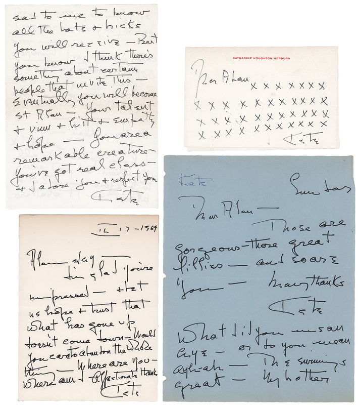 Lot 585 Katharine Hepburn (4) Autograph Letters Signed to Alan Jay Lerner