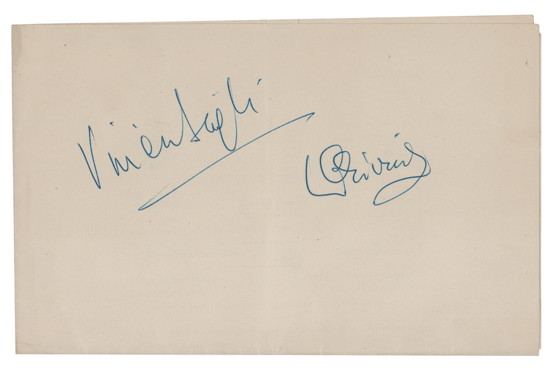 Lot 600 Vivien Leigh and Laurence Olivier Signatures
