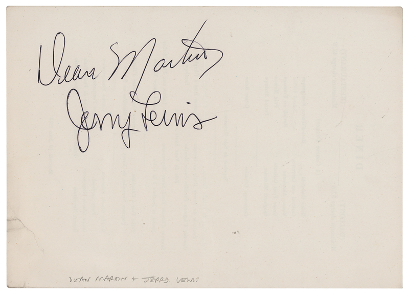 Lot 604 Dean Martin and Jerry Lewis Signatures