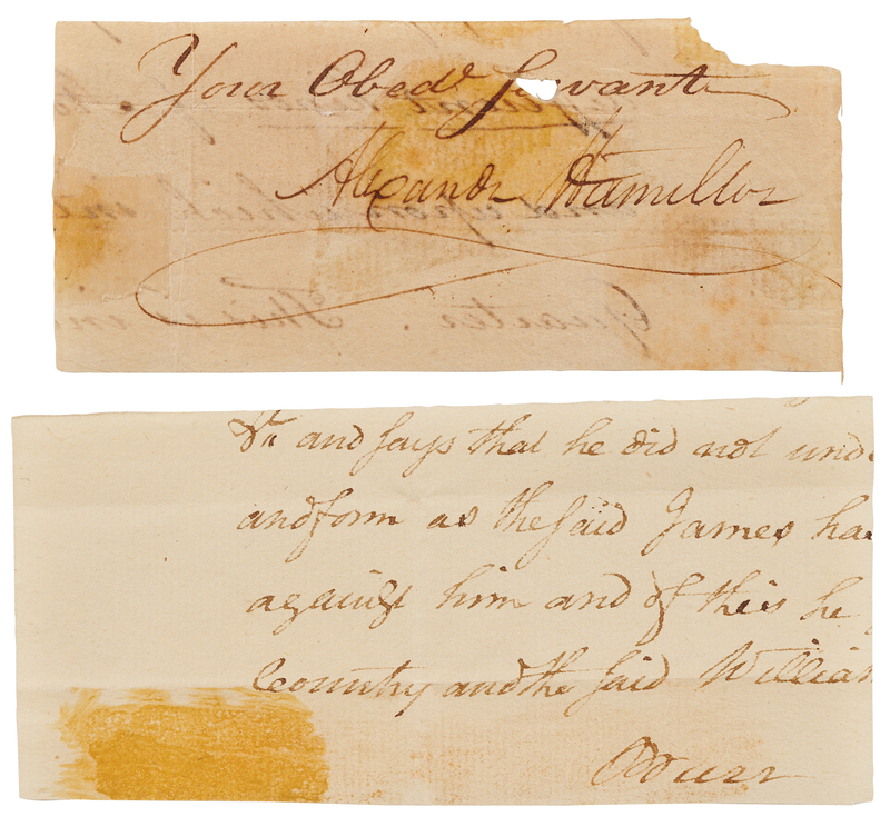Lot 79 Alexander Hamilton and Aaron Burr Signatures