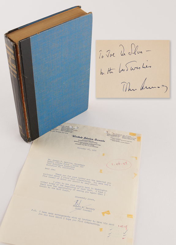 Lot 12 John F. Kennedy Signed Book (Profiles in Courage) and Robert F. Kennedy Typed Letter Signed