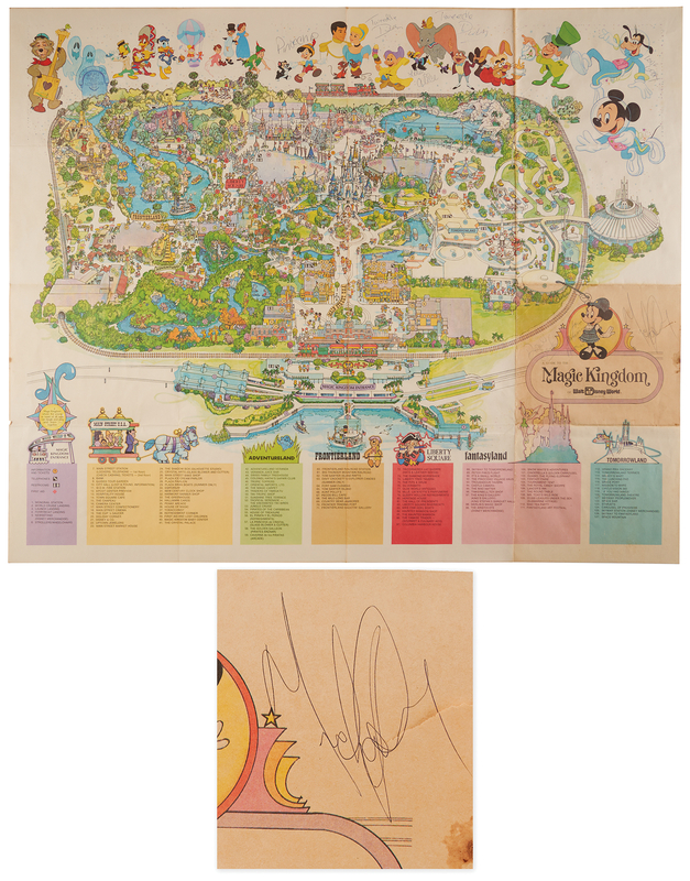 Lot 509 Michael Jackson Signed 'Magic Kingdom' Walt Disney World Map