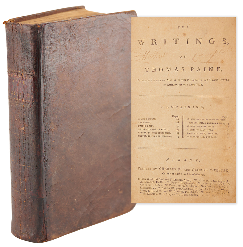 Lot 117 Thomas Paine: The Writings of Thomas Paine, with Common Sense, The Crisis, and Rights of Man (1792)