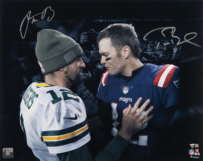 Lot 660 Tom Brady and Aaron Rogers Oversized Signed Photograph