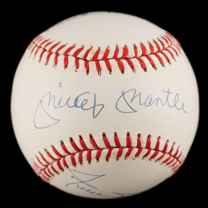 Lot 674 Mickey Mantle, Willie Mays, and Duke Snider Signed Baseball