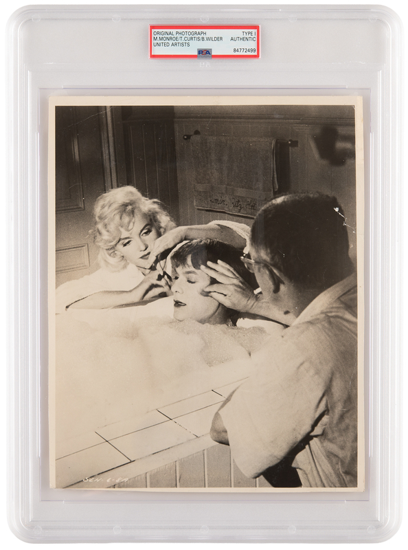 Lot 613 Marilyn Monroe, Tony Curtis, and Billy Wilder Original Photograph - PSA Type I