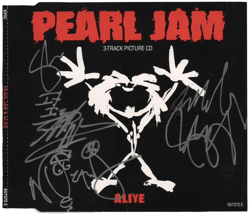 Lot 489 Pearl Jam Signed CD Single Sleeve - 'Alive'