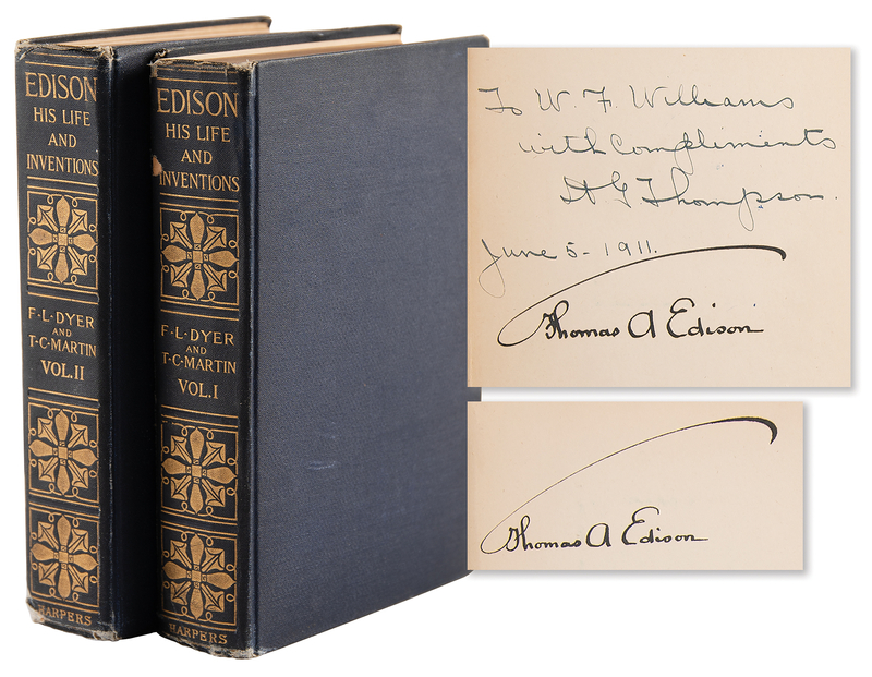 Lot 108 Thomas Edison Twice-Signed Book Set - Edison: His Life and Inventions