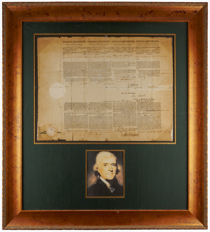 Lot 2 Thomas Jefferson and Levi Lincoln Document Signed as President and Acting Secretary of State (May 2, 1801)