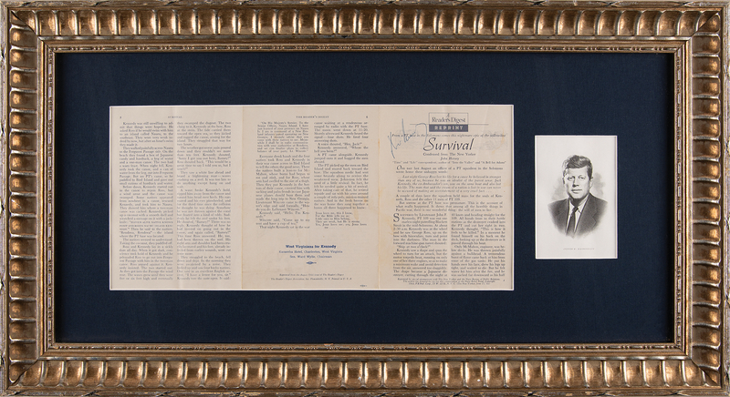 Lot 52 John F. Kennedy Signed 'Survival' Article Booklet - Dated to the 1960 West Virginia Democratic Primary Election