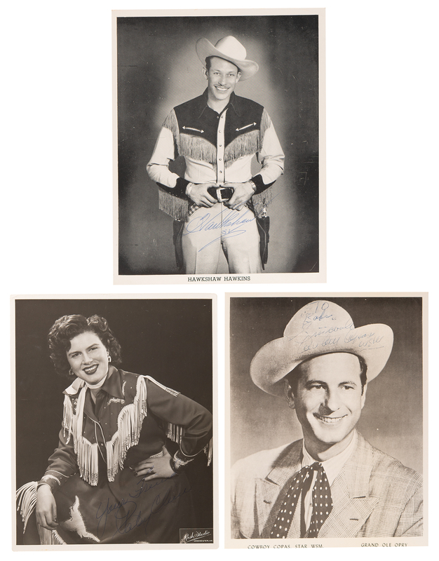 Lot 412 Patsy Cline, Cowboy Copas, and Hawkshaw Hawkins (3) Signed Photographs
